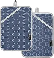 Pot Holder Heat Resistant Blue and White Vintage Floral Potholder with Pockets Hot Pad Holder Oven Mitts 2 Pack