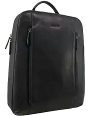 [PIERRE CARDIN] Leather Functional Business/Laptop Backpack in Black