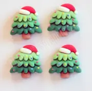 Santa Hat Topped Christmas Tree / FLAT BACK 3D Craft Embellishments