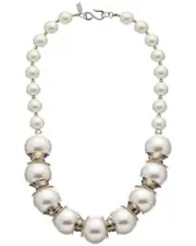 Kenneth Jay Lane Plated 12-21mm Faux Pearl Graduated Necklace