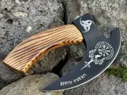 HUNTEX Handmade 1095 High Carbon Steel Blade, 240mm Mini Viking Pizza Cutter Axe