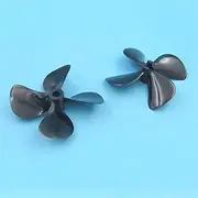 QONXIX 4-Blade Propeller Left Right Propeller for Bait Boat 55mm 60mm 65mm 70mm 75mm CW CCW 4-Blade Propeller RC Boat Propellers (Color : 75mm A Pair)