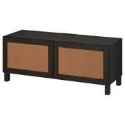 BESTÅ TV bench with doors, black-brown/Studsviken/Stubbarp dark brown, 120x42x48 cm