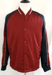 Ben Sherman Jacket Mens Size XL Casual Baseball Satin Colorblock Navy Blue Red