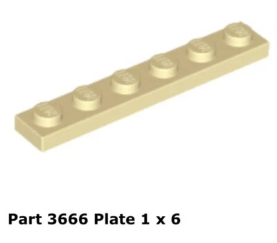 Lego 4x 3666 Tan Plate 1 x 6 75290