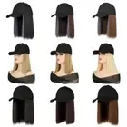 Highlights Blue Baseball Cap Bob Hair Wig Fashion Short Straight Hair Outdoor