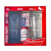 BUDWEISER Home Party GIFT SET Pint Glass BLUETOOTH Can SPEAKER Playing Cards NIB