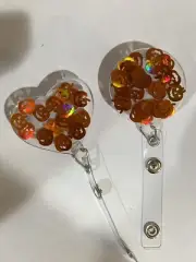retractable badge reel ID Holder - Sparkling Smiling Pumpkins