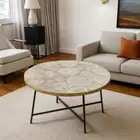 24" White Agate Stone Coffee Table Luxury Modern Arts Home & Hotel Furniture Dec