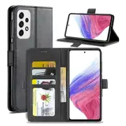 For Samsung Galaxy A53 5G SupRShield Wallet Leather Card Holder Flip Protective Shockproof Magnetic Case Cover (Black)