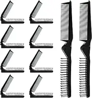 10 PCS Portable Travel Brush Folding Pocket Comb Foldable Hair Brush for Women and Men Mini Plastic Teasing Brush for Purse (Black)