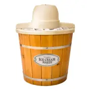 4 Qt. Light Wood Bucket Electric Ice Cream Maker Gelato Frozen Yogurt Dessert