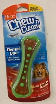 Hartz Chew N Clean Dental Duo Dog Chew Toy, Medium, Bacon Flavor Green