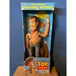 DISNEY'S迪士尼 TOY STORY 玩具總動員 TALKING WOODY 胡迪 拉線發聲軟膠布偶(無電子功能)