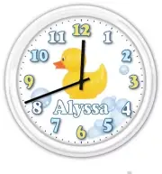 Yellow Rubber Duck Custom Wall Clock - Bedroom Kitchen Bathroom Bubbles