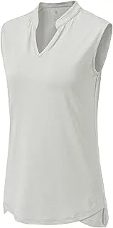 [BASUDAM] Women's Sleeveless Golf Polo Shirts V-Neck Collarless Tennis Athletic T-Shirts Quick Dry