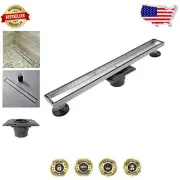 Adjustable 28-Inch Linear Shower Drain with Tile Insert Grate - Modern Aesthetic