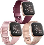 6 Pack Sport Bands Compatible with Fitbit Versa 2 / Fitbit Versa/Versa Lite/Versa SE Band, Classic Soft Silicone Replacement Wristband Strap for Fitbit Versa Smart Watch Women Men