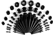 [Aestustheri] 50 Pcs Ear Stretching Kit - Acrylic Tapers & Plugs with Double O-Rings - 14G-00G - Ear Stretching Kit for Piercing - Big Ear Gauges Kit - Septum Stretching Kit - Acrylic Tapers & Plugs, One Size,