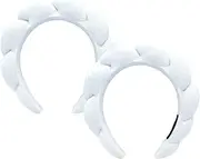 Spa Headband for Women, Soft Sponge Terry Towel Cloth Fabric Headband Absorbent Hair Hoop for Face Washing Skincare Makeup Removal Facial Mask (White)