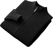 [Generic] Men's Cashmere Knit Cardigan Stand-Up Collar Zip-Up Coat Thick Sweater Men Jacket