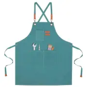Adjustable Chef Apron Cross Back Aprons for Kitchen Cooking Painting, Turquoise