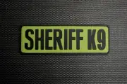8.3" x 3" PVC Uniform SHERIFF K9 Placard Patch Black & Olive Hook Dog Handler