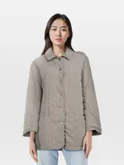 Grey Quilted Embroidered Coat