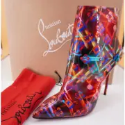 Christian Louboutin So Kate Disco Patent Ankle Boots Size 38 NIB $995 red