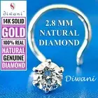 2.8mm Natural i Diamond Solitaire Engagement Wedding Nose Ring Stud Piercing Pin