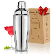 25oz Stainless Steel Cocktail Shaker Drink Mixer with Built-In Strainer