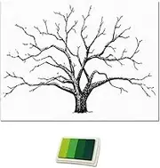 Perfk Wedding Thumbprint Tree Finger Painting Wedding Guest Book, Green, as described