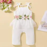 Baby girl flower romper outfit White for cakesmash photoshoot party