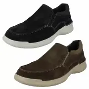 Mens Clarks 'Donaway Free' Casual Leather Slip On Shoes - G Fitting