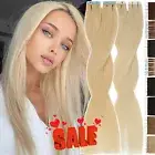 CLEARANCE Tape In Brazilian Remy Human Hair Extensions THICK Weft Blonde 80pcs