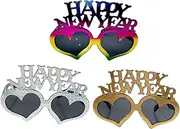 [FOYTOKI] 3pcs New Year Glasses New Year Eve Prop Fancy Glasses Heart Decor New Years Party Favors Heart Shaped Glasses Glasses New Year Eye Frames New Year Eyewear Props New Year's Eve