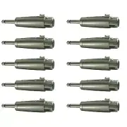10 pack 3pin xlr female to 1/4 TS plug jack mono mic microphone cable adapter