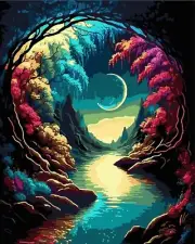 Vulletmioly Moon Night Starry Sky Paint by Numbers for Adults Beginner DIY Arts