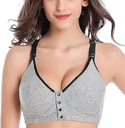 [Generic] Fashion Bra for Women's Soft Lactation Bra Vest Front Open Buckle Lactation Bra Gathered Anti Sagging Maternity Underwear Bra (B, A)
