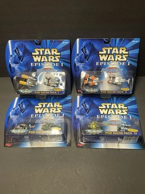 Vintage Micro Machines Star Wars Episode 1 Pod Racing Complete Set Of 4