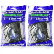 2x Ultracharge 5m Cord Extension Power 10A Lead AU/NZ Cable w/Piggy Back Plug BK