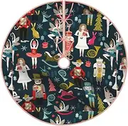 Jbyjbx Women's Nutcracker Ballet Xmas Dance Print Christmas Tree Skirt Xmas Tree Ornaments Decorative Accessory Home Holiday Parties