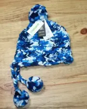 BURTON GIRLS HAND KNIT NANA EARFLAP POM BEANIE IN HERON BLUE GIRLS ONE SIZE NEW