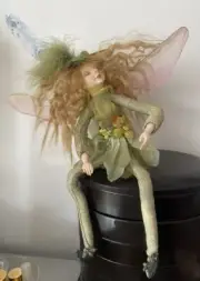 Thinker-bell Fairy Winged Pixie Elf Shelf Sitter Hanger Decorate Doll Green