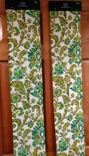 (2) Vtg Tempo Dumas Fabric Panels/Pieces--44" x 50"--Green/Ivory Paisley/Rayon
