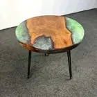 15" Adorable Epoxy Resin Coffee Table Top Handmade Acacia Wood Bistro Table Deco