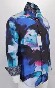 NEW Robert Graham RG $228 MYKONOS Vibrant Watercolor Print Shirt Large