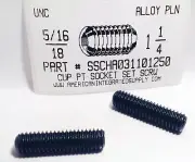 5/16-18x1-1/4 Hex Socket Set Screws Cup Point Alloy Steel (10)
