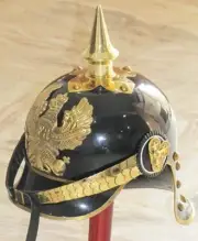 WWI &II Brass & Steel German Prussian Pickelhaube Imperial Officer Spike Helmet