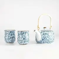 在飛比找樂天市場購物網優惠-日本製 野花陶瓷茶具組 日式茶壺 茶器 茶具 杯子 煎茶杯 